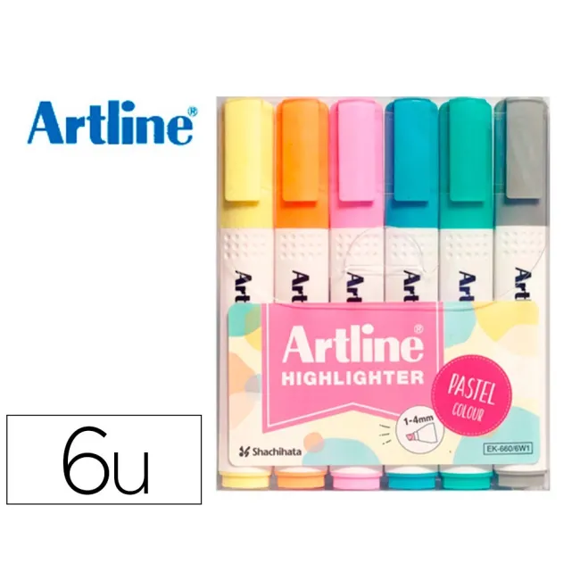 ROTULADOR ARTLINE FLUORESCENTE EK-660 COLORES PASTEL BOLSA DE 6 UNI...