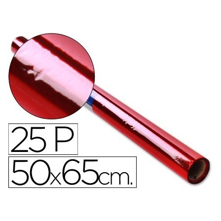 PAPEL CELOFAN ROLLO TREPADO ROJO -25 HOJAS DE 50X65 CM