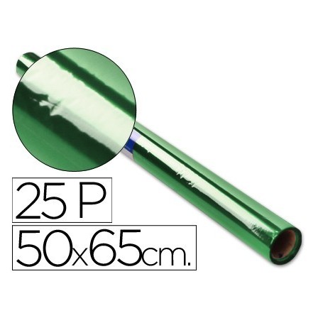 PAPEL CELOFAN ROLLO TREPADO VERDE -25 HOJAS DE 50X65 CM