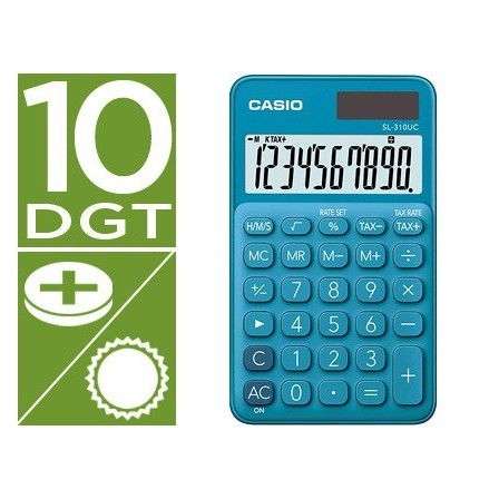 CALCULADORA CASIO SL-310UC-BU BOLSILLO 10 DIGITOS TAX +/- TECLA DOB...