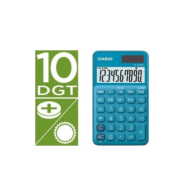 CALCULADORA CASIO SL-310UC-BU BOLSILLO 10 DIGITOS TAX +/- TECLA DOB...