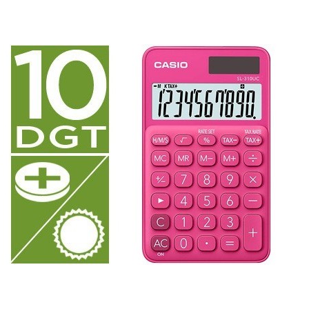 CALCULADORA CASIO SL-310UC-RD BOLSILLO 10 DIGITOS TAX +/- TECLA DOB...