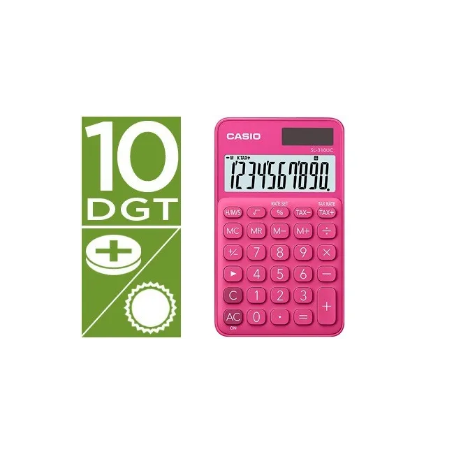 CALCULADORA CASIO SL-310UC-RD BOLSILLO 10 DIGITOS TAX +/- TECLA DOB...