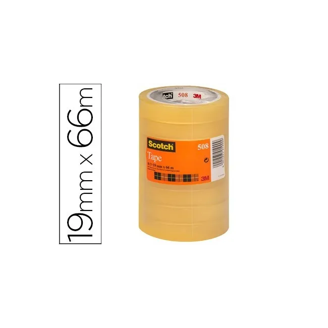 CINTA ADHESIVA SCOTCH TRANSPARENTE 19MMX66 MT PACK DE 8