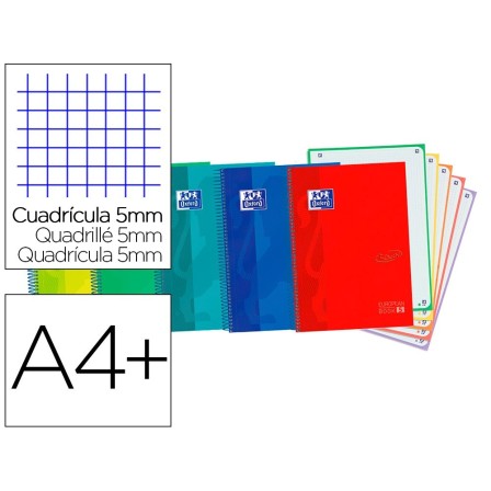 CUADERNO ESPIRAL OXFORD EBOOK 5 TAPA EXTRADURA DIN A4+ 120 H CUADRI...