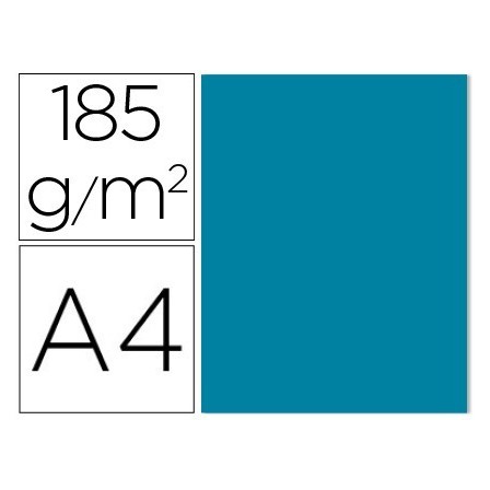 CARTULINA GUARRO DIN A4 AZUL CARIBE 185 GR PAQUETE DE 50 H