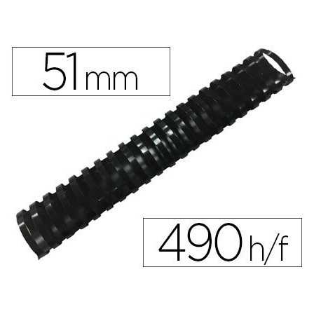 CANUTILLO Q-CONNECT OVALADO 51 MM PLASTICO NEGRO CAPACIDAD 490 HOJA...