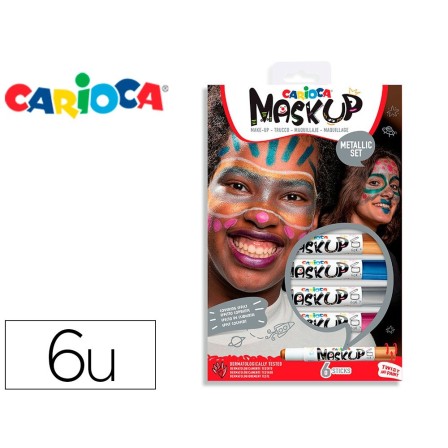 BARRA DE MAQUILLAJE CARIOCA MASK UP METALLIC CAJA DE 6 COLORES SURT...
