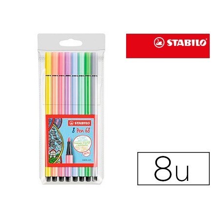 ROTULADOR STABILO ACUARELABLE PEN 68 ESTUCHE DE 8 COLORES SURTIDOS ...