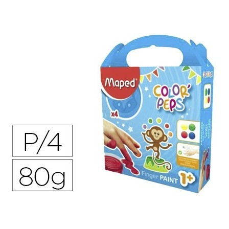 PINTURA A DEDOS MAPED COLOR PEPS CAJA DE 4 BOTES COLORES SURTIDOS 8...