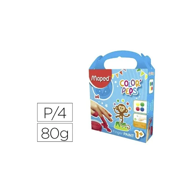 PINTURA A DEDOS MAPED COLOR PEPS CAJA DE 4 BOTES COLORES SURTIDOS 8...