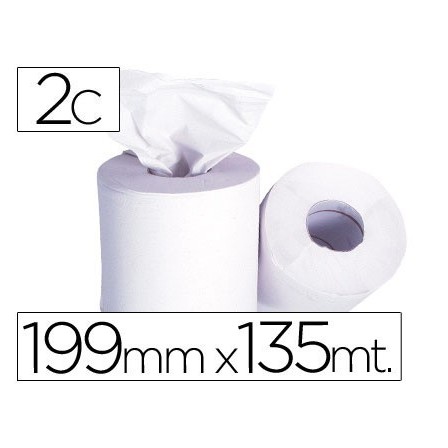 PAPEL SECAMANOS 2 CAPAS 199 MM X 135 MT -MANDRIL 76 MMDIAMETRO 197 MM