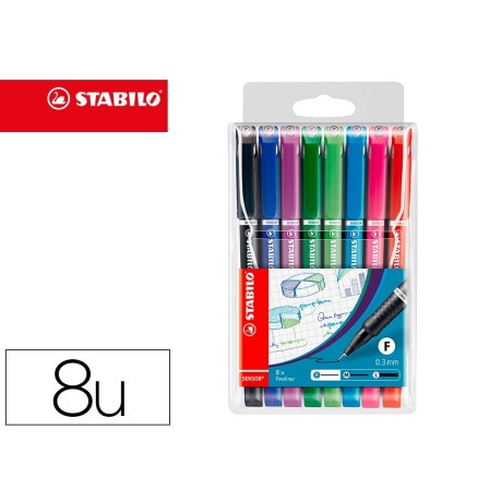 ROTULADOR STABILO PUNTA DE FIBRA 0,3 MM SENSOR BLISTER DE 8 UNIDADE...
