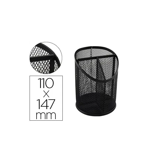 CUBILETE PORTALAPICES Q-CONNECT METAL REJILLA NEGRO CON 3 COMPARTIM...