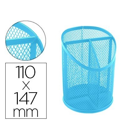 CUBILETE PORTALAPICES Q-CONNECT METAL REJILLA TURQUESA CON 3 COMPAR...