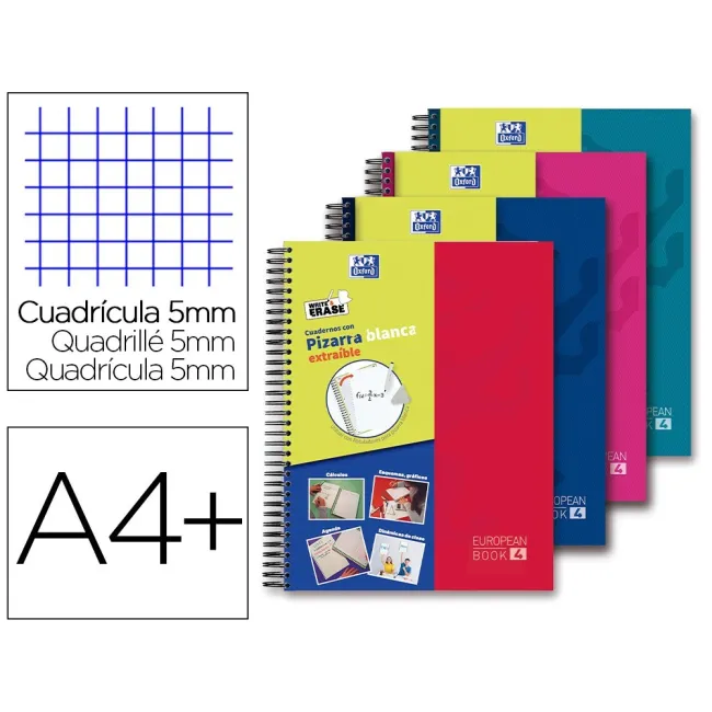 CUADERNO ESPIRAL OXFORD EUROPEANBOOK 5 WRITE&ERASE SCHOOL CLASSIC D...