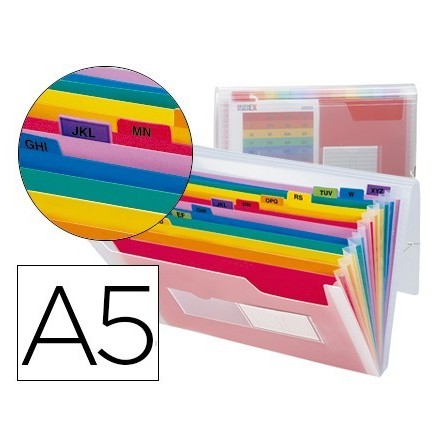 CARPETA LIDERPAPEL CLASIFICADOR FUELLE POLIPROPILENO DIN A5 SPECTRA...