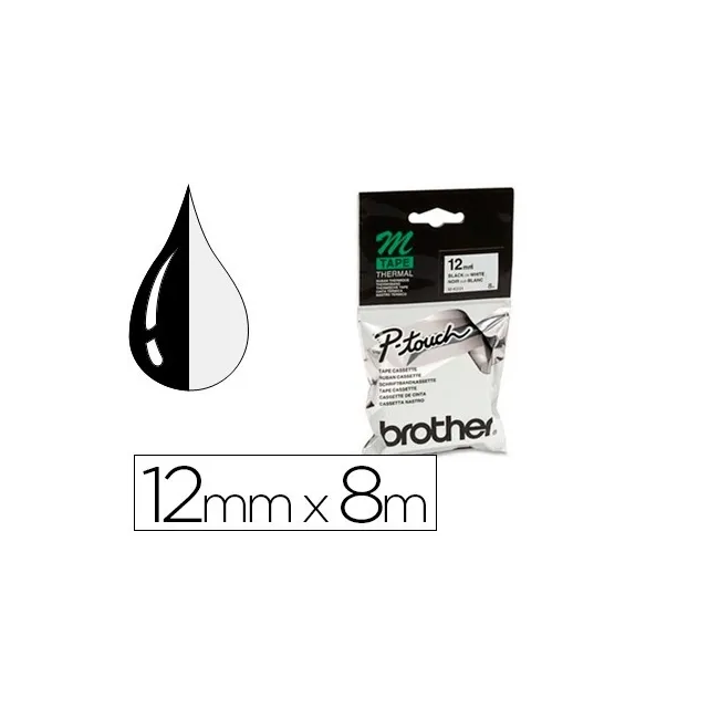 CINTA BROTHER MK-231 BLANCO-NEGRO 12MM LONGITUD 8 MT