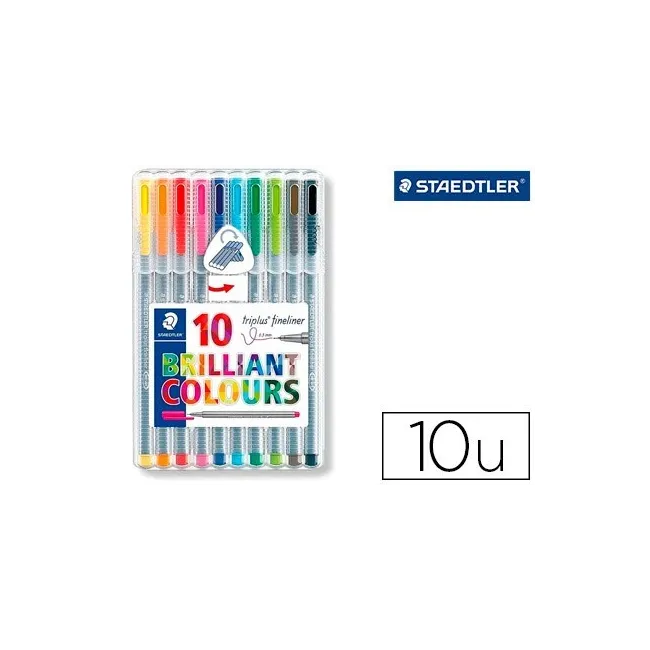 ROTULADOR STAEDTLER TRIPLUS BROADLINER 338 ESTUCHE PLASTICO DE 10 C...