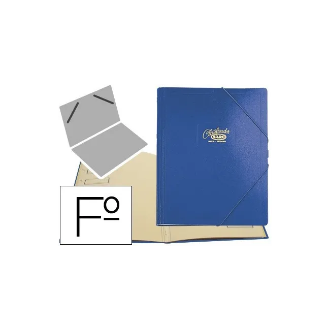 CARPETA CLASIFICADOR CARTON COMPACTO SARO FOLIO AZUL -12 DEPARTAMENTOS