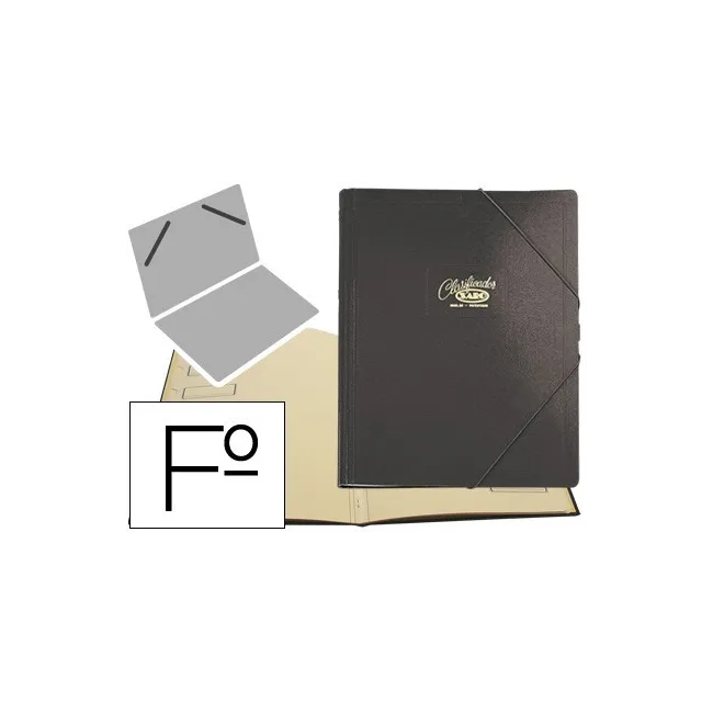 CARPETA CLASIFICADOR CARTON COMPACTO SARO FOLIO NEGRA -12 DEPARTAME...