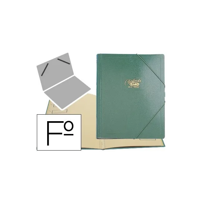 CARPETA CLASIFICADOR CARTON COMPACTO SARO FOLIO VERDE -12 DEPARTAME...
