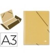 CARPETA LIDERPAPEL GOMAS A3 3 SOLAPAS CARTON PRESPAN AMARILLA