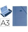 CARPETA LIDERPAPEL GOMAS A3 3 SOLAPAS CARTON PRESPAN AZUL