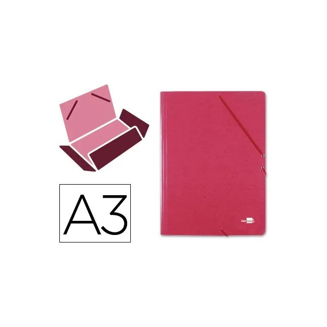 CARPETA LIDERPAPEL GOMAS A3 3 SOLAPAS CARTON PRESPAN ROJA