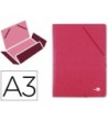 CARPETA LIDERPAPEL GOMAS A3 3 SOLAPAS CARTON PRESPAN ROJA