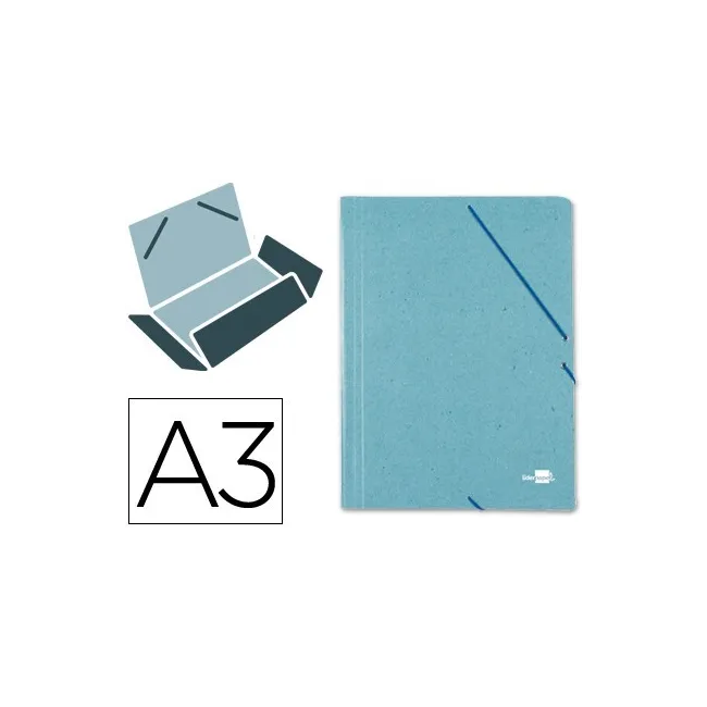 CARPETA LIDERPAPEL GOMAS A3 3 SOLAPAS CARTON PRESPAN VERDE