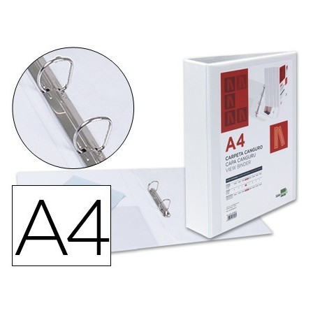 CARPETA CANGURO 2 ANILLAS MIXTAS 55MM LIDERPAPEL A4 PLASTICO BLANCA