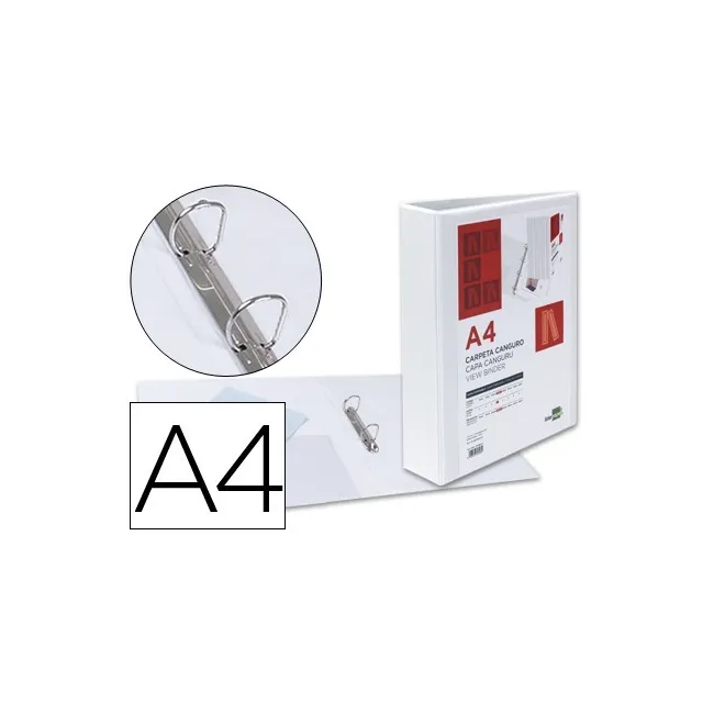 CARPETA CANGURO 2 ANILLAS MIXTAS 55MM LIDERPAPEL A4 PLASTICO BLANCA