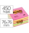 BLOC DE NOTAS ADHESIVAS QUITA Y PON POST-IT 76X76 MM CUBO COLOR ROS...