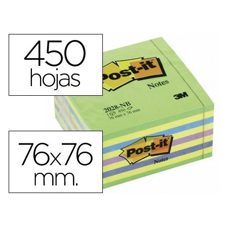 BLOC DE NOTAS ADHESIVAS QUITA Y PON POST-IT 76X76 MM CUBO COLOR AZU...