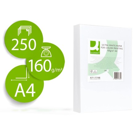 PAPEL FOTOCOPIADORA Q-CONNECT ULTRA WHITE DIN A4 160 GRAMOS PAQUETE...