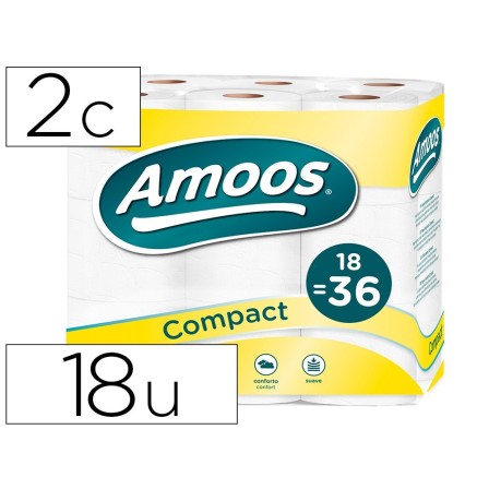 PAPEL HIGIENICO AMOOS DOBLE LARGO 2 CAPAS 120 MM DIAMETRO X 90 MM A...