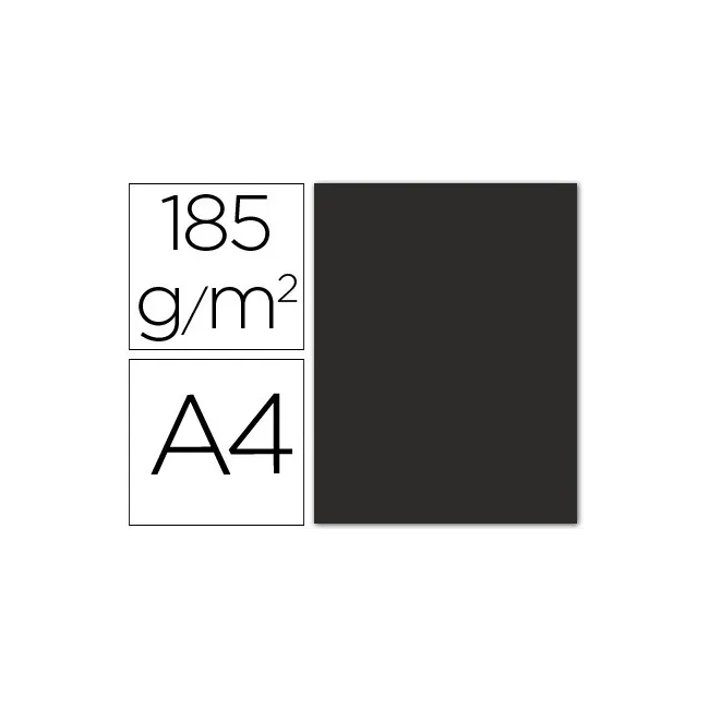 CARTULINA GUARRO DIN A4 NEGRO 185 GR PAQUETE 50 H