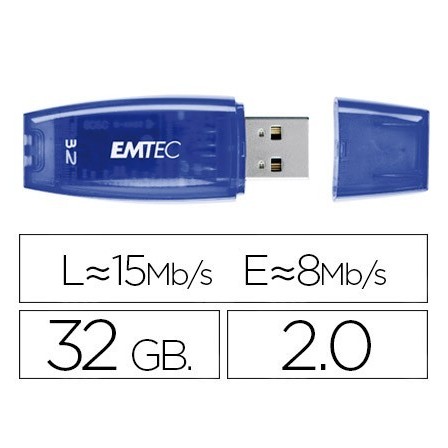 MEMORIA USB EMTEC FLASH C410 32 GB 2.0 AZUL