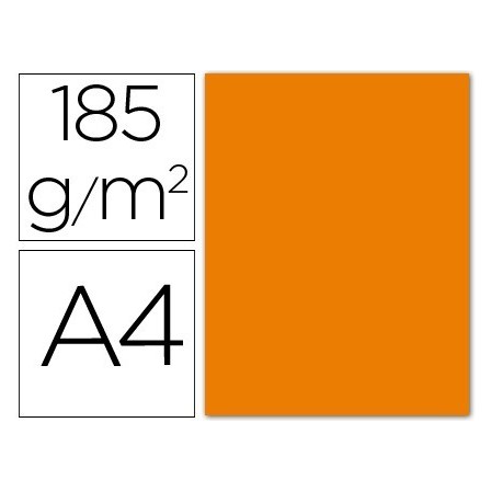 CARTULINA GUARRO DIN A4 NARANJA 185 GR PAQUETE 50 H