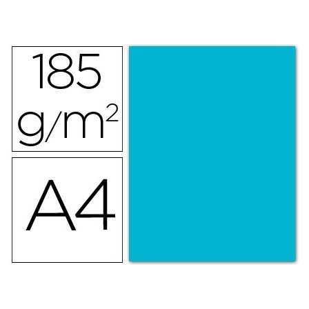 CARTULINA GUARRO DIN A4 AZUL TURQUESA 185 GR PAQUETE 50 H