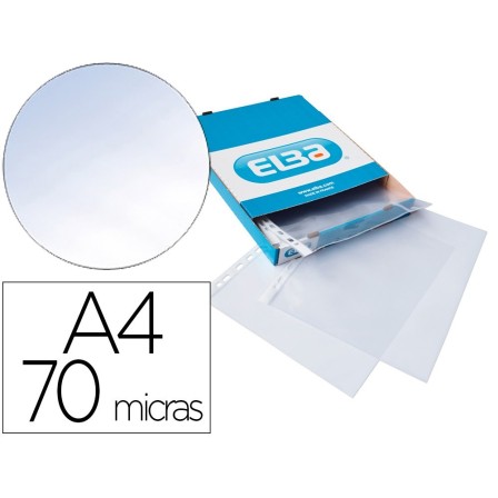 FUNDA MULTITALADRO ELBA STANDARD DIN A4 70 MICRAS CRISTAL CAJA DE 1...