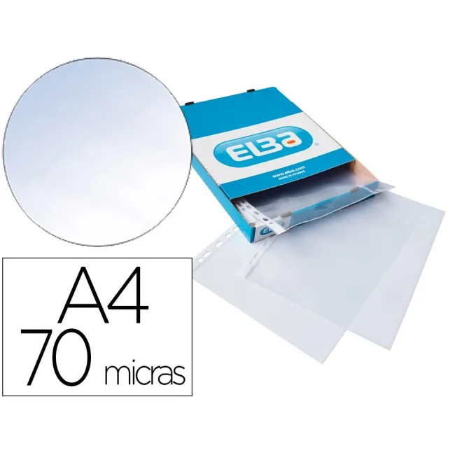 FUNDA MULTITALADRO ELBA STANDARD DIN A4 70 MICRAS CRISTAL CAJA DE 1...