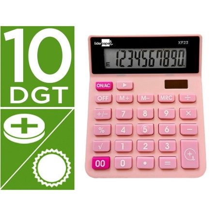 CALCULADORA LIDERPAPEL SOBREMESA XF23 10 DIGITOS SOLAR Y PILAS COLO...