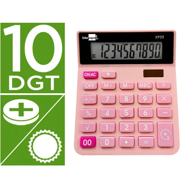 CALCULADORA LIDERPAPEL SOBREMESA XF23 10 DIGITOS SOLAR Y PILAS COLO...