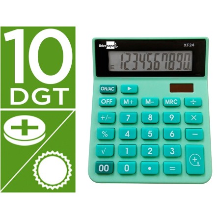 CALCULADORA LIDERPAPEL SOBREMESA XF24 10 DIGITOS SOLAR Y PILAS COLO...
