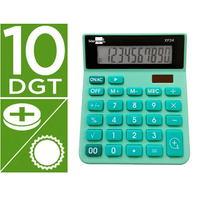 CALCULADORA LIDERPAPEL SOBREMESA XF24 10 DIGITOS SOLAR Y PILAS COLO...