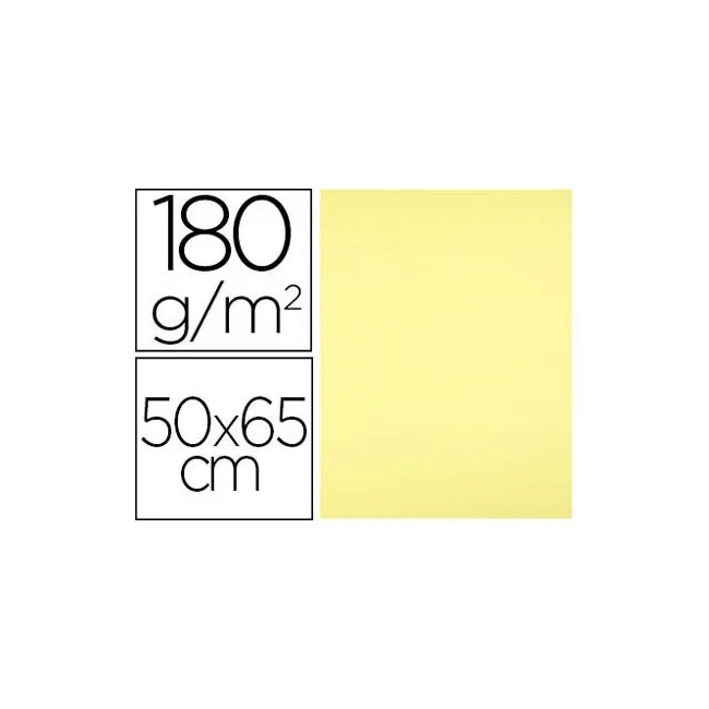 CARTULINA LIDERPAPEL 50X65 180 GR AMARILLO MEDIO PAQUETE DE 25