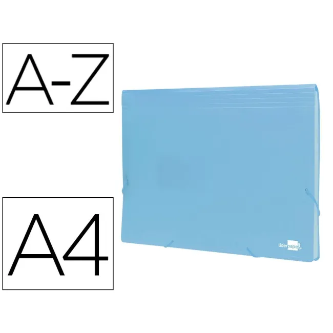 CARPETA LIDERPAPEL CLASIFICADOR FUELLE POLIPROPILENO DIN A4 CELESTE...