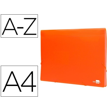 CARPETA LIDERPAPEL CLASIFICADOR FUELLE POLIPROPILENO DIN A4 NARANJA...
